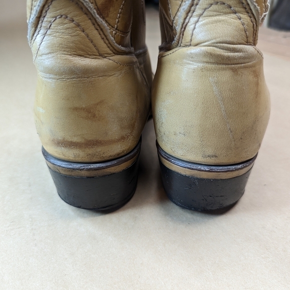 Acme Marble Biege Leather Buckaroo Cowboy Boots Men's Size 9D Style 4612 Made in - Picture 4 of 9